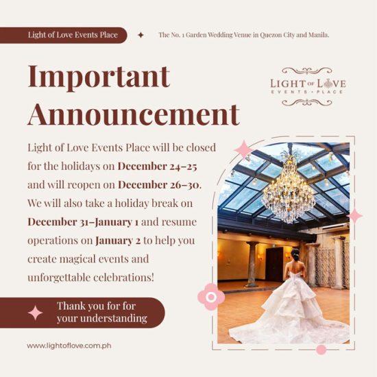 Light of Love Events Place Holiday Announcement