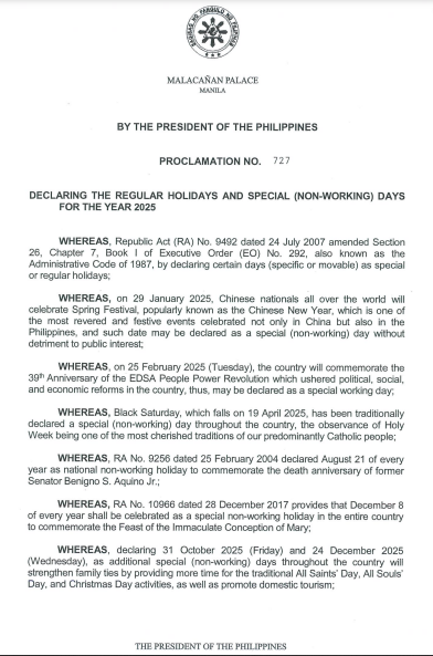 Ninoy Aquino Day Holiday Proclamations