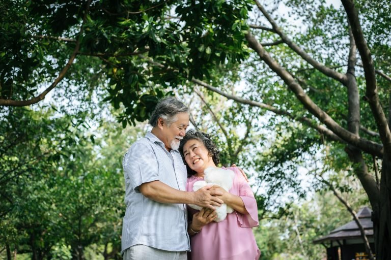 Happy senior couple in the park