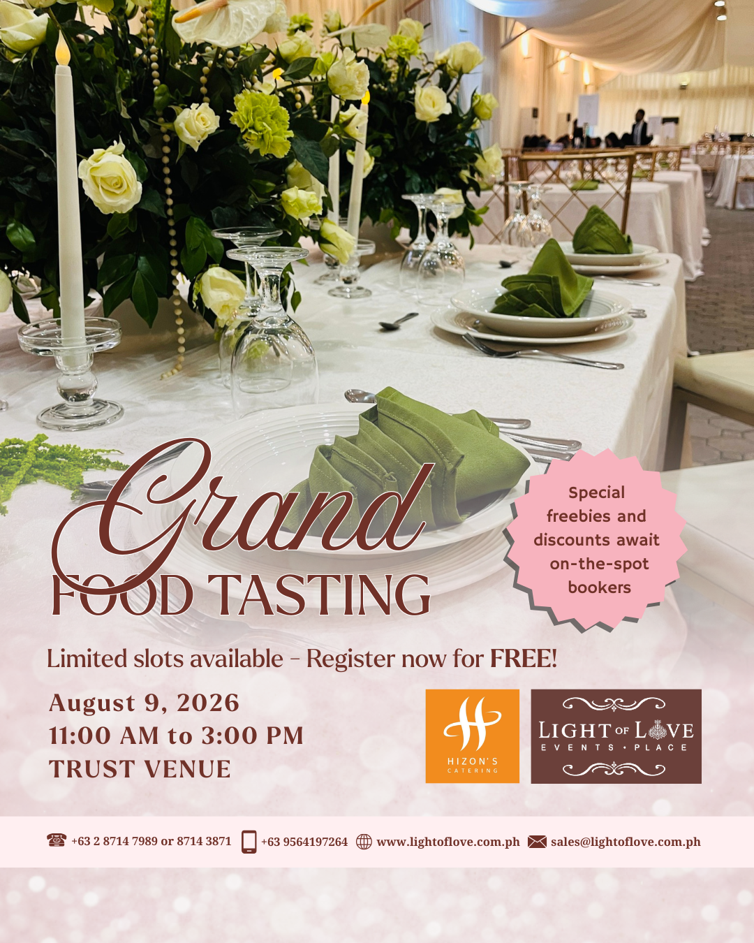 Hizon Catering Grand Food Tasting For August 9, 2026