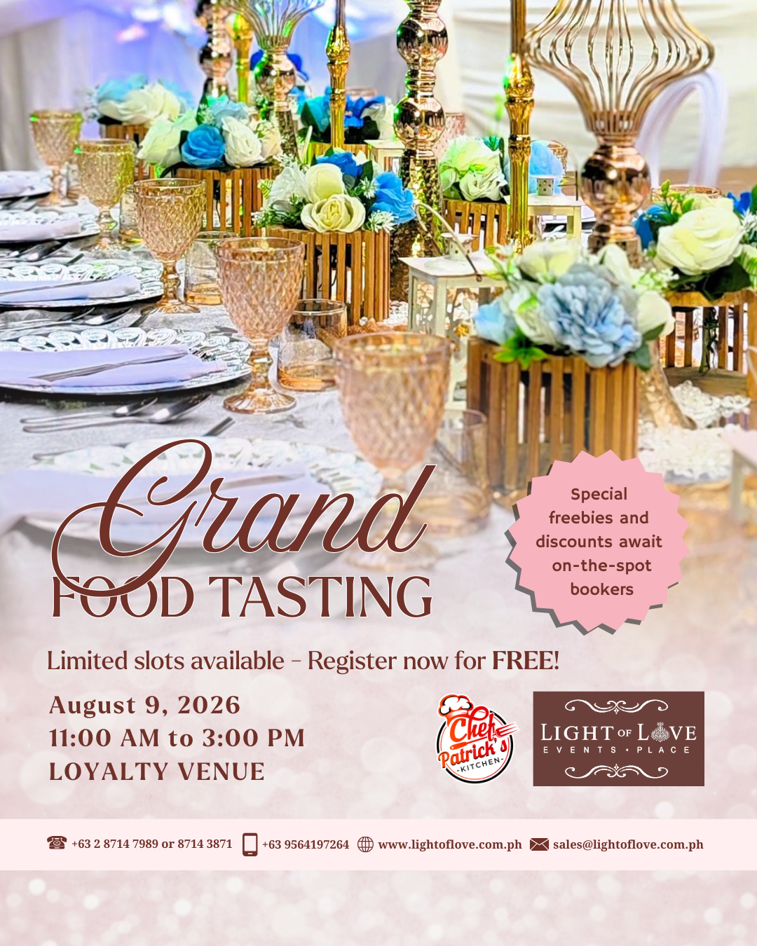 Chef Patrick's Grand Food Tasting For August 9, 2026 Chef Patrick's Grand Food Tasting For August 9, 2026